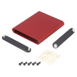 Carcasă aluminiu roșu 70x80x12mm | Electronic-mag.ro | Componente Electronice