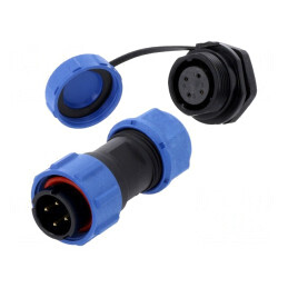 Conector circular tată-mamă 4 pini IP67 500V lipire