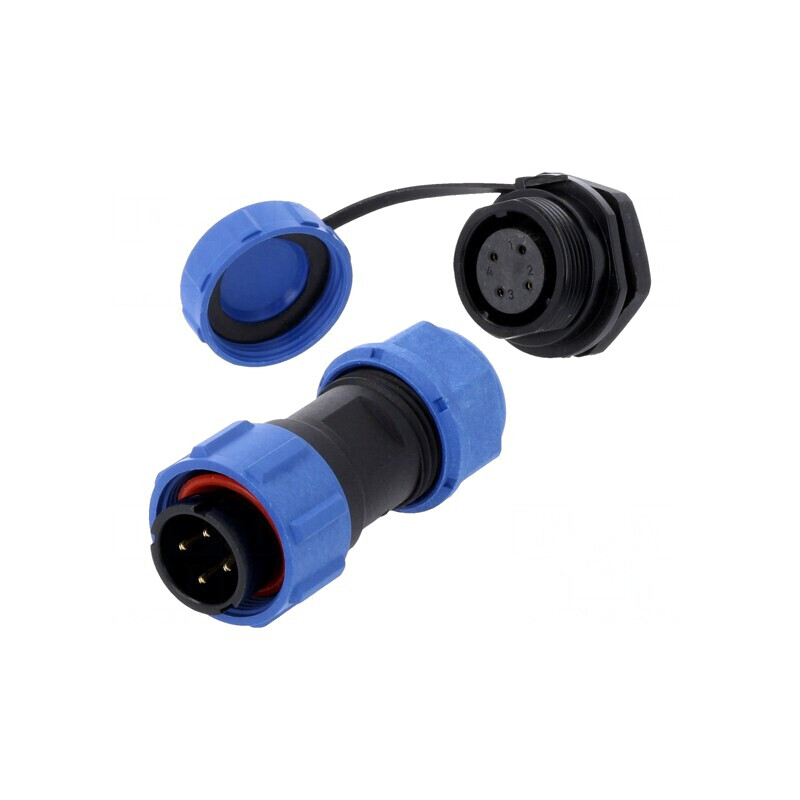 Conector circular tată-mamă 4 pini IP67 500V lipire | Electronic-mag.ro | Componente Electronice