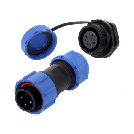 Conector circular tată-mamă 4 pini IP67 500V lipire | Electronic-mag.ro | Componente Electronice