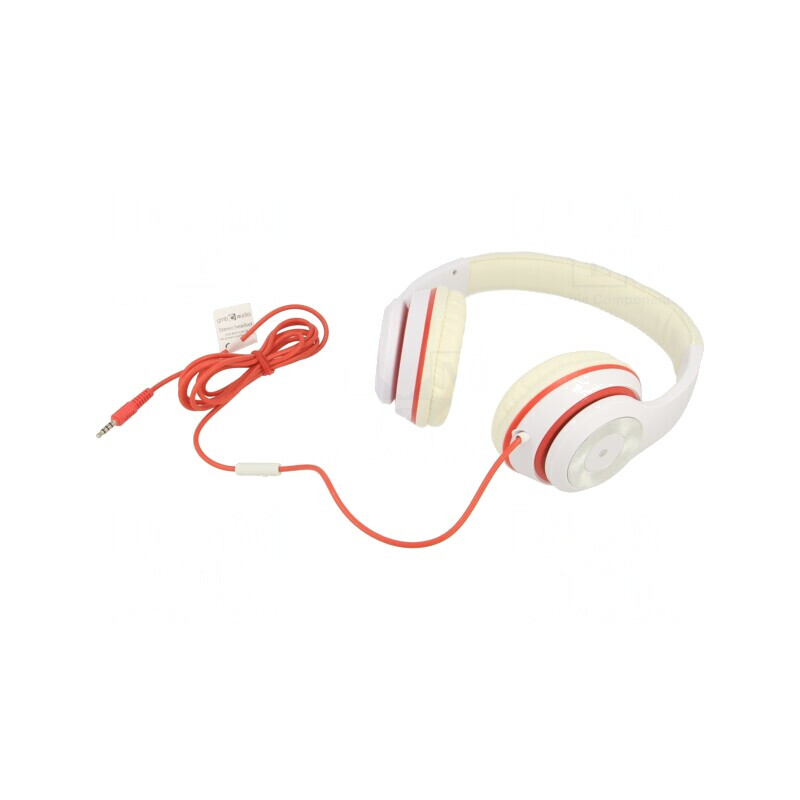 Căști Over-Ear cu Microfon Alb-Roșu Jack 3,5mm 1,8m | Electronic-mag.ro | Componente Electronice