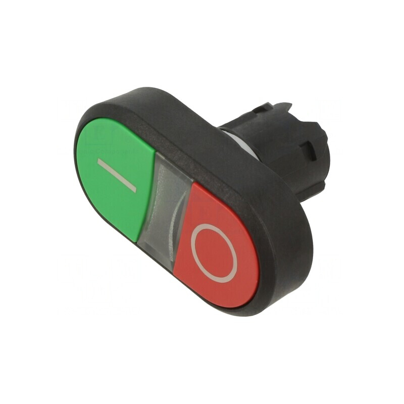 Comutator Dublu 22mm Verde-Roșu Rotund Plat | Electronic-mag.ro | Componente Electronice