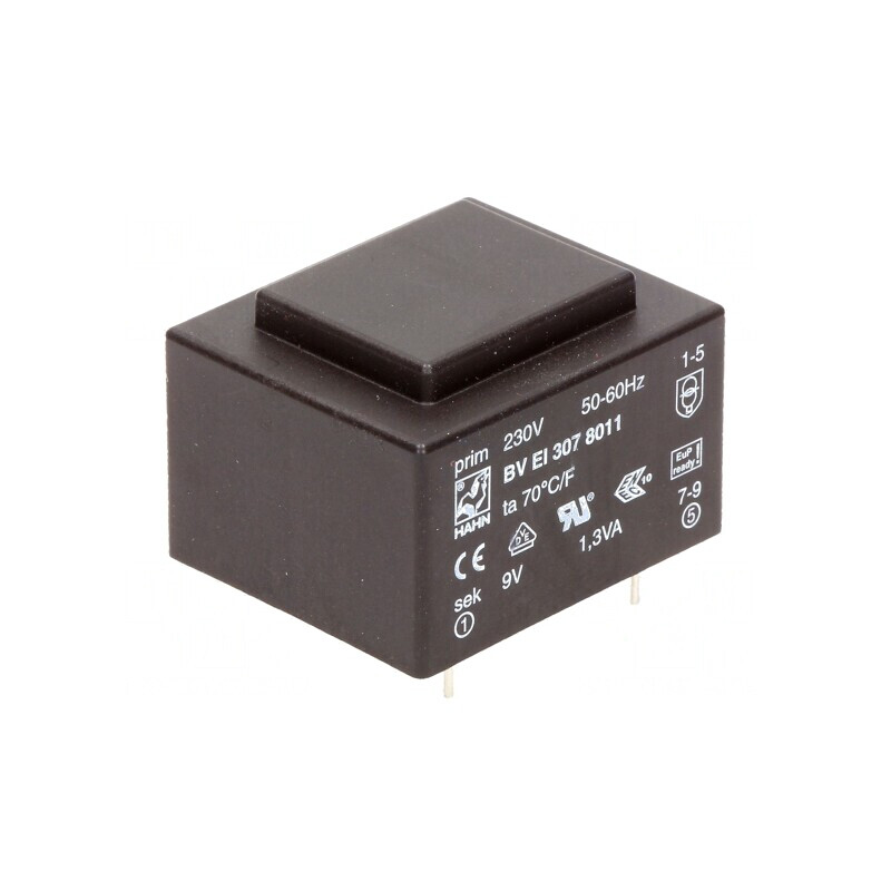Transformator încapsulat 1,3VA 230V 9V 144mA PCB | Electronic-mag.ro | Componente Electronice