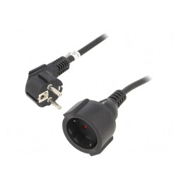 Prelungitor Electric 2m 10A PVC Negru 3x1,5mm2 1 Priză | Electronic-mag.ro | Componente Electronice