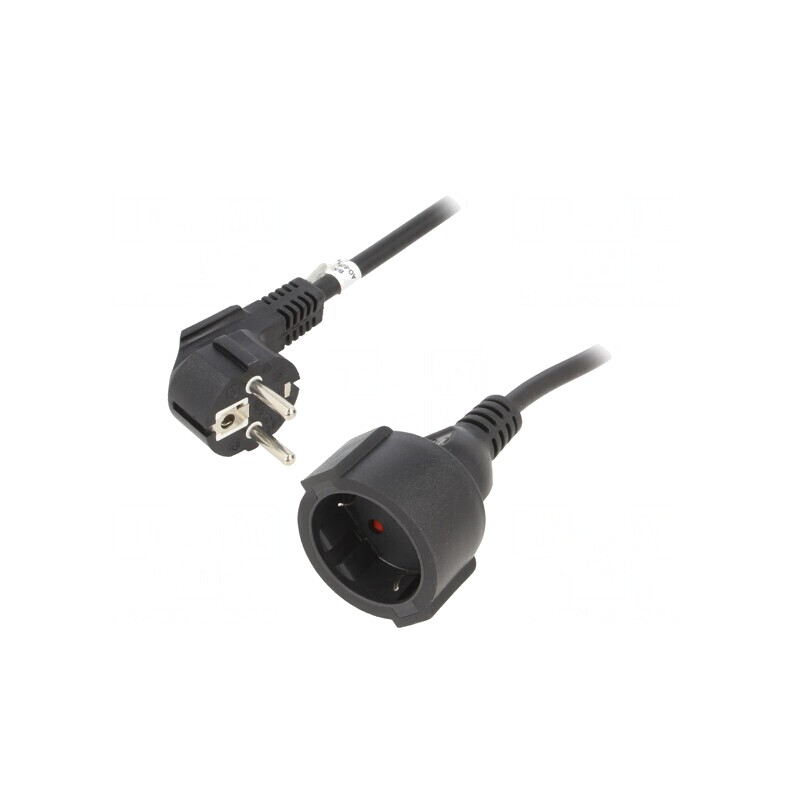 Prelungitor Electric 2m 10A PVC Negru 3x1,5mm2 1 Priză | Electronic-mag.ro | Componente Electronice