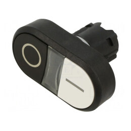 Comutator dublu alb-negru 22mm rotund | Electronic-mag.ro | Componente Electronice