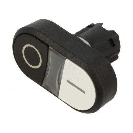 Comutator dublu alb-negru 22mm rotund | Electronic-mag.ro | Componente Electronice