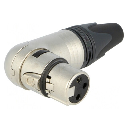 Mufă XLR Mamă 3 PIN 90° pe Cablu Lipire | Electronic-mag.ro | Componente Electronice