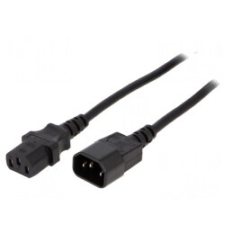 Cablu Alimentare Negru 5m IEC C13 la IEC C14 16A 250V | Electronic-mag.ro | Componente Electronice