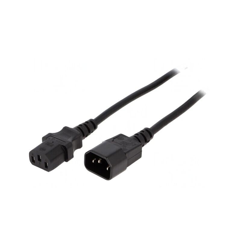 Cablu Alimentare Negru 5m IEC C13 la IEC C14 16A 250V | Electronic-mag.ro | Componente Electronice