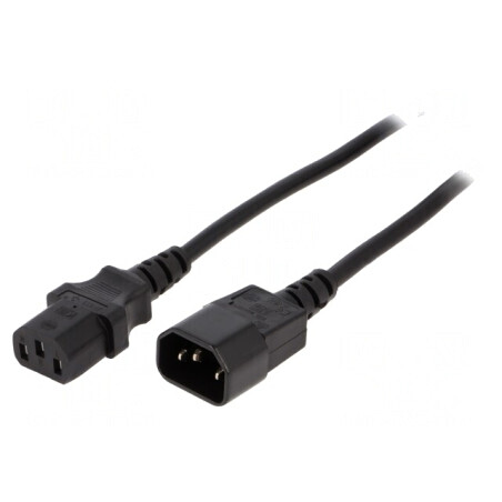 Cablu Alimentare Negru 5m IEC C13 la IEC C14 16A 250V | Electronic-mag.ro | Componente Electronice