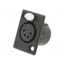 Soclu XLR Mamă 4 Pin cu Buton Negre 10A | Electronic-mag.ro | Componente Electronice