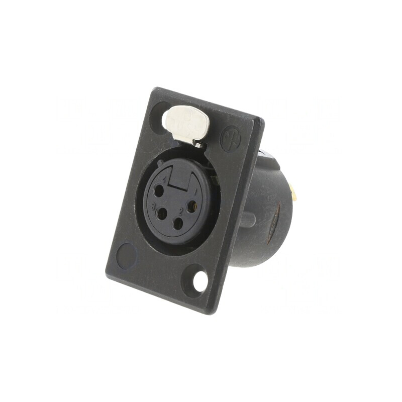 Soclu XLR Mamă 4 Pin cu Buton Negre 10A | Electronic-mag.ro | Componente Electronice