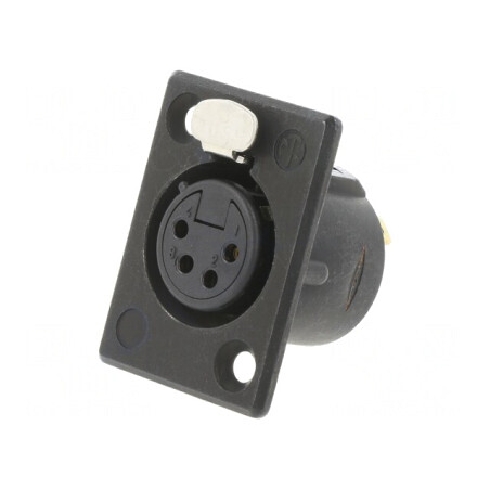 Soclu XLR Mamă 4 Pin cu Buton Negre 10A | Electronic-mag.ro | Componente Electronice