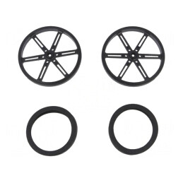 Ax; neagră; cu împingere,înşurubare; Ø: 90mm; Diam.ax: 5,8mm; 2buc.