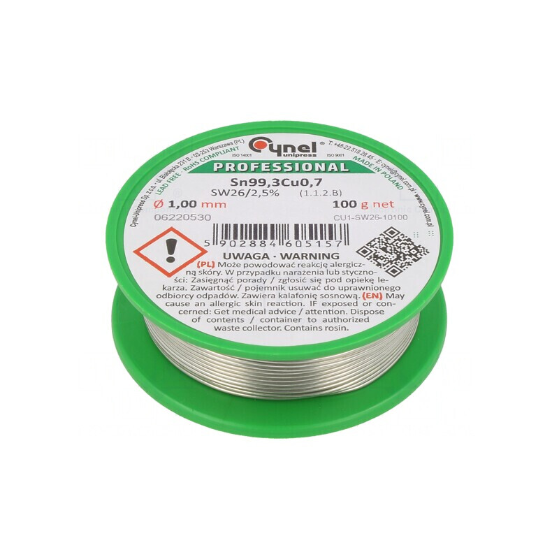 Sârmă de Lipit fără Plumb 1mm 100g 227°C | Electronic-mag.ro | Componente Electronice Sârmă de Lipit fără Plumb 1mm 100g 227°C | Electronic-mag.ro | Componente Electronice