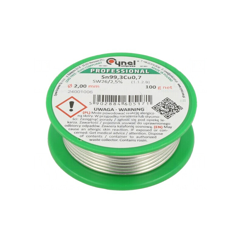 Sârmă de lipit fără plumb 2mm 100g 227°C | Electronic-mag.ro | Componente Electronice