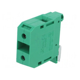 Conector Verde pentru Șine 4-35mm², 1 Pistă, 2 Borne | Electronic-mag.ro | Componente Electronice