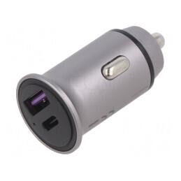 Încărcător USB A și USB C, 30W, Gri | Electronic-mag.ro | Componente Electronice