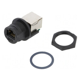 Adaptor Ethernet Cat5e IP67 8p8c Drept Plastic | Electronic-mag.ro | Componente Electronice