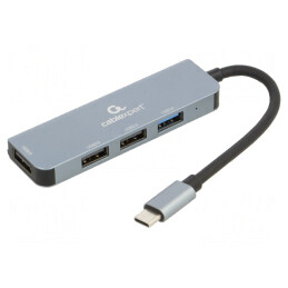Hub USB 4 Porturi USB A și USB C Gri 0.12m