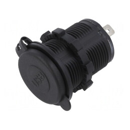 Alimentator USB Dublu 12-24V DC Negru | Electronic-mag.ro | Componente Electronice