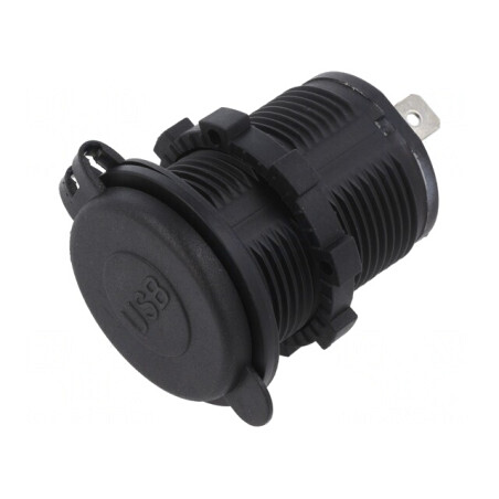 Alimentator USB Dublu 12-24V DC Negru | Electronic-mag.ro | Componente Electronice