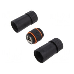 Adaptor ecranat 8P8C negru pe cablu | Electronic-mag.ro | Componente Electronice