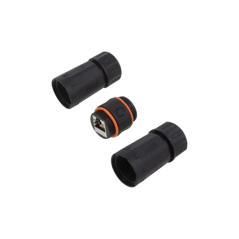 Adaptor ecranat 8P8C negru pe cablu | Electronic-mag.ro | Componente Electronice