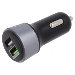 Încărcător USB dublu negru 12-24V | Electronic-mag.ro | Componente Electronice