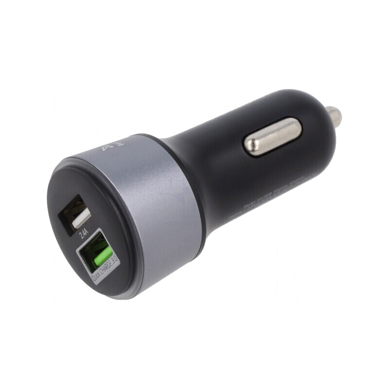Încărcător USB dublu negru 12-24V | Electronic-mag.ro | Componente Electronice