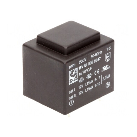Transformator încapsulat 2,3VA 230VAC 12V PCB | Electronic-mag.ro | Componente Electronice