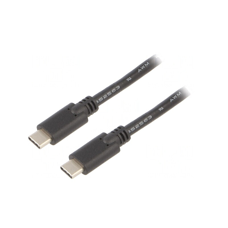 Cablu USB C 3.1 Negru 2m 60W 5Gbps | Electronic-mag.ro | Componente Electronice