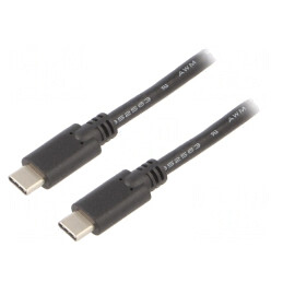 Cablu USB C 3.1 Negru 2m 60W 5Gbps | Electronic-mag.ro | Componente Electronice