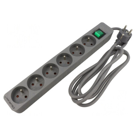 Prelungitor alimentare 6 prize gri 1,8m 16A | Electronic-mag.ro | Componente Electronice