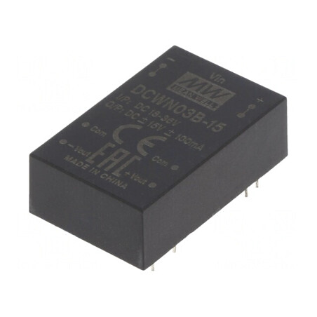 Convertor DC/DC 3W 18-36V la 15V/-15V THT | Electronic-mag.ro | Componente Electronice