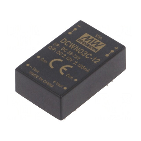 Convertor DC/DC 3W 36-72V la 12V/-12V THT | Electronic-mag.ro | Componente Electronice