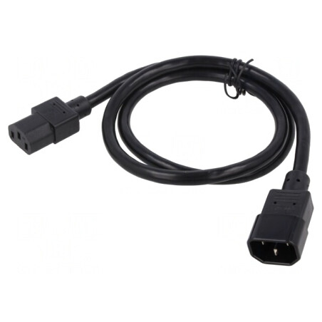Cablu Alimentare 1m Negru 16AWG C13-C14 | Electronic-mag.ro | Componente Electronice