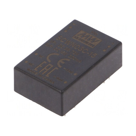 Convertor DC/DC 3W 36-72V la 15V 200mA DIP24 | Electronic-mag.ro | Componente Electronice