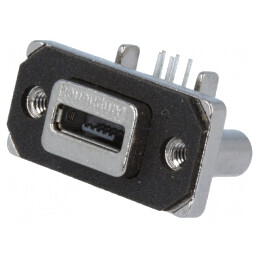 Soclu USB AB micro MUSB THT 5 pini unghi 90° IP67 | Electronic-mag.ro | Componente Electronice
