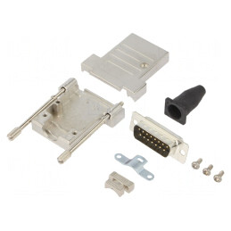 D-Sub 15-Pin Mufă Tată Lipire pe Cablu Neagră | Electronic-mag.ro | Componente Electronice