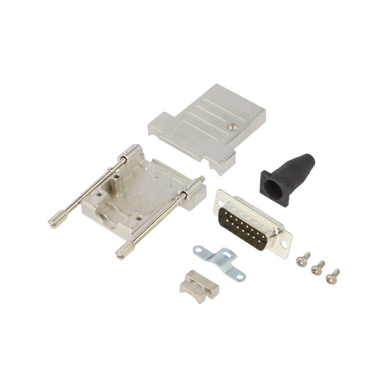 D-Sub 15-Pin Mufă Tată Lipire pe Cablu Neagră | Electronic-mag.ro | Componente Electronice