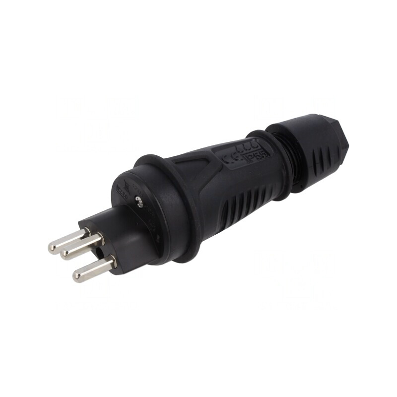 Conector Alimentare AC Mufă Tată 2P+PE 250V 16A Negru | Electronic-mag.ro | Componente Electronice