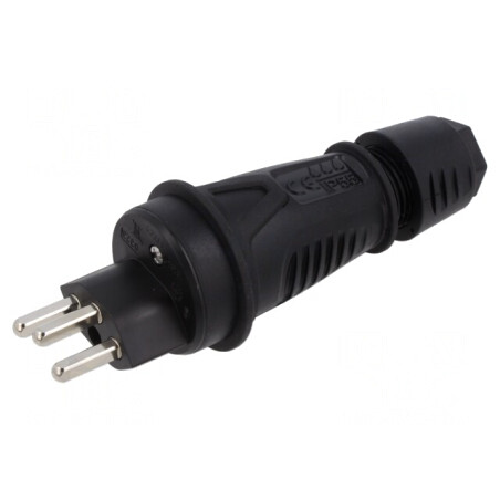 Conector Alimentare AC Mufă Tată 2P+PE 250V 16A Negru | Electronic-mag.ro | Componente Electronice