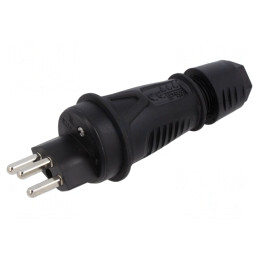 Conector Alimentare AC Mufă Tată 2P+PE 250V 16A Negru | Electronic-mag.ro | Componente Electronice