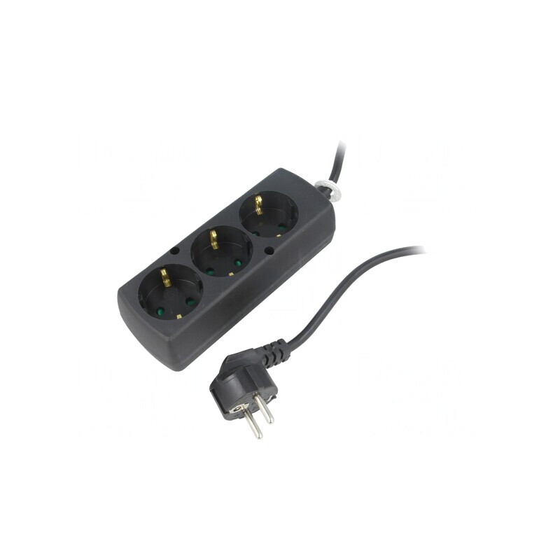Prelungitor Schuko 3 Prize PVC Negru 3x1,5mm2 | Electronic-mag.ro | Componente Electronice