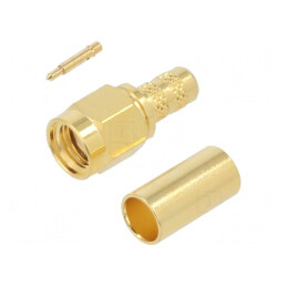Conector SMA Tată Drept 50Ω Lipire Crimpat PTFE Aurit | Electronic-mag.ro | Componente Electronice