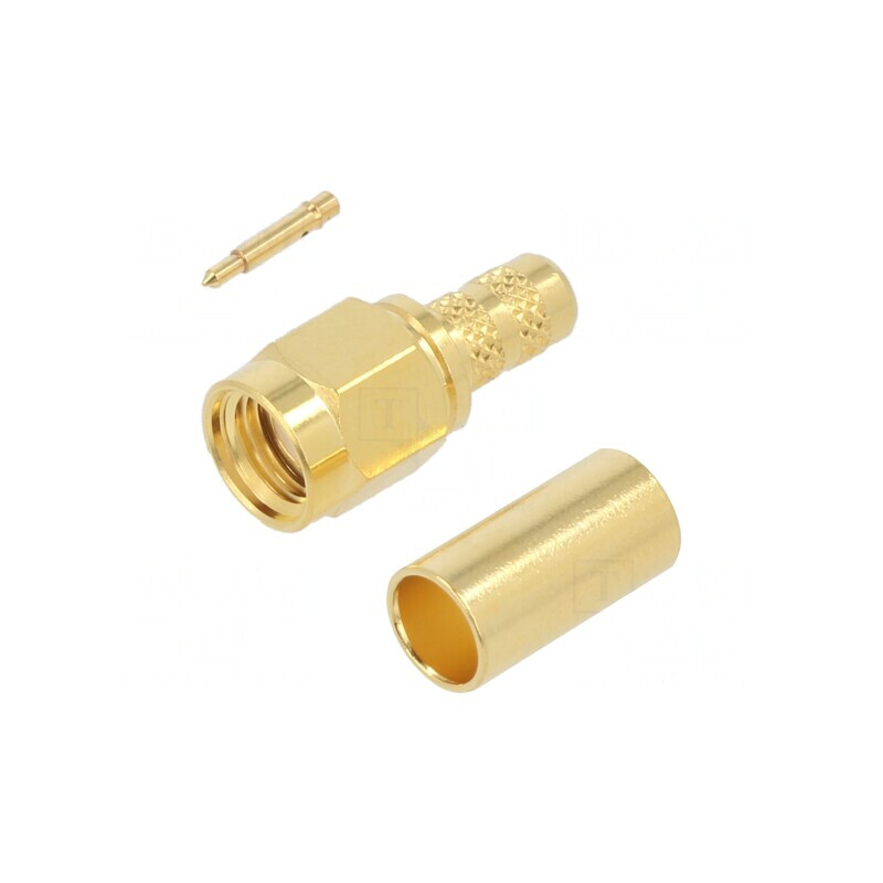 Conector SMA Tată Drept 50Ω Lipire Crimpat PTFE Aurit | Electronic-mag.ro | Componente Electronice