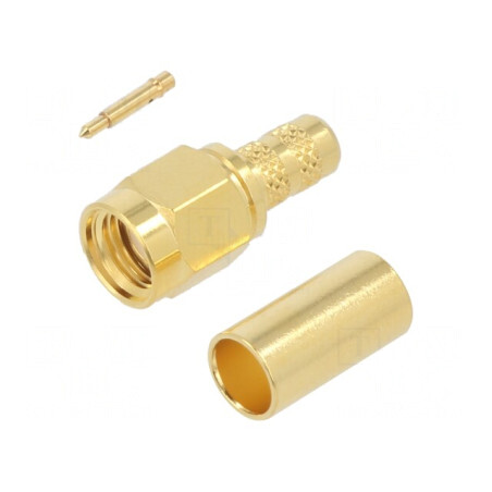 Conector SMA Tată Drept 50Ω Lipire Crimpat PTFE Aurit | Electronic-mag.ro | Componente Electronice