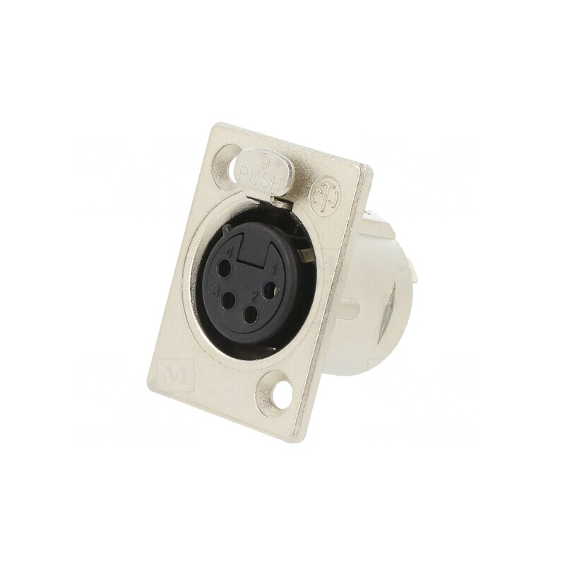 Soclu XLR Mamă 4 Pin cu Buton Argint 10A | Electronic-mag.ro | Componente Electronice